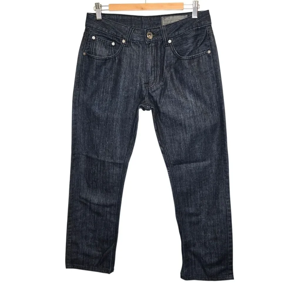 Marc Ecko Men's W32 X L32 Straight Fit Dark Blue Denim Jeans